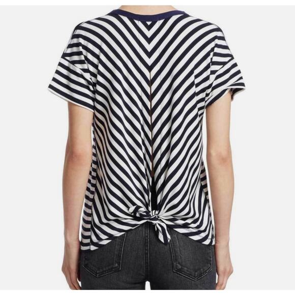 Rag & Bone Blue striped tee XS open back Crewneck navy nautical coastal top - Picture 4 of 15